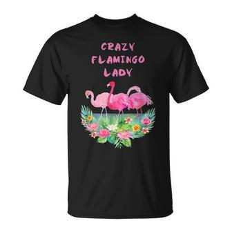 Crazy Flamingo Lady Watercolor Pink Bird Flock Collector T-shirt - Thegiftio UK
