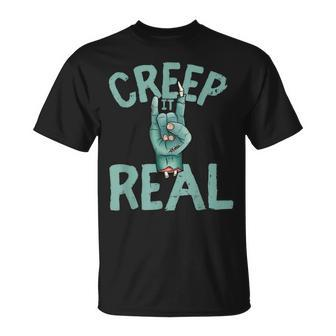 Creep It Real Rocker Zombie Halloween Unisex T-Shirt - Seseable