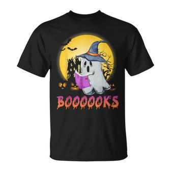 Cute Ghost Book Reading Halloween 2021 Boooks Teacher Men Women T-shirt Graphic Print Casual Unisex Tee - Thegiftio UK
