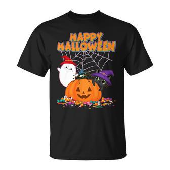 Cute Happy Halloween Friends Unisex T-Shirt - Monsterry