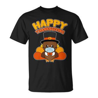 Cute Happy Thanksgiving Quarantine Turkey Mask Tshirt Unisex T-Shirt - Monsterry UK