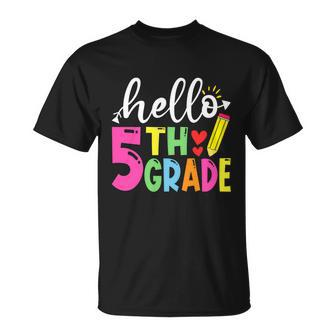 Cute Hello Fifth Grade Outfit Happy Last Day Of School Great Gift Unisex T-Shirt - Monsterry