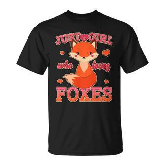 Cute Just A Girl Who Loves Foxes V2 Unisex T-Shirt - Monsterry UK