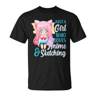 Cute Kawaii Just A Girl Who Loves Anime And Sketching T-Shirt - Thegiftio UK