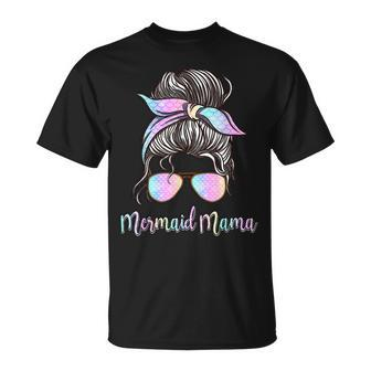 Cute Mermaid Mama Messy Hair Bun Glasses T-shirt - Thegiftio UK