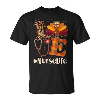 Cute Thanksgiving Nurselife Fall Patterns Nurse Turkey Tshirt Unisex T-Shirt - Monsterry DE