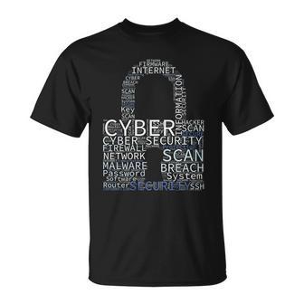 Cyber Security Wordcloud Padlock Unisex T-Shirt - Monsterry AU