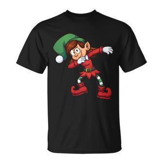 Dabbing Elf Cute Funny Christmas Tshirt Unisex T-Shirt - Monsterry UK