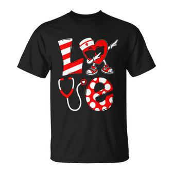 Dabbing Heart With Nurse Hat Funny Valentine Day Unisex T-Shirt - Monsterry