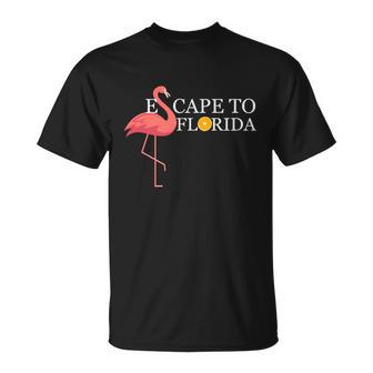Desantis Escape To Florida Flamingo Orange Cute Gift Unisex T-Shirt - Monsterry AU