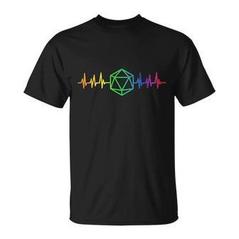 Dnd D20 Life Pulse Rainbow Unisex T-Shirt - Monsterry AU