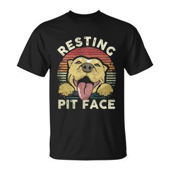 Dog Resting Pit Face Joke Quote Vintage Pitbull Mama T-Shirt - Thegiftio UK