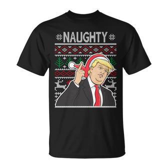 Donald Trump Naughty Ugly Christmas Unisex T-Shirt - Monsterry