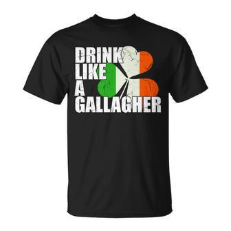 Drink Like A Gallagher Irish Clover Tshirt Unisex T-Shirt - Monsterry DE