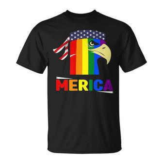 Eagle Merica 4Th Of July Patriotic Proud Lgbt Gay Pride Flag T-shirt - Thegiftio UK