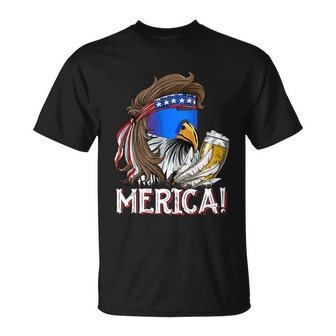 Eagle Mullet 4Th Of July Beer Usa American Flag Merica Cool Gift Unisex T-Shirt - Monsterry DE