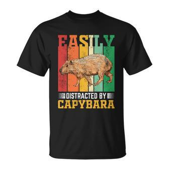 Easily Distracted By Capybara Animal Lover Rodent Gift Unisex T-Shirt - Monsterry AU