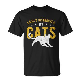 Easily Distracted By Cats Gift Unisex T-Shirt - Monsterry DE