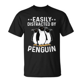 Easily Distracted By Penguins Gentoo Adelie Penguin Lovers Gift Unisex T-Shirt - Monsterry CA