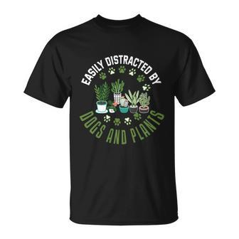 Easily Distracted By Dogs And Plants T-shirt - Thegiftio UK