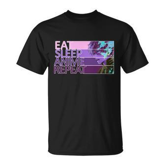 Eat Sleep Anime Repeat Funny Cartoon Unisex T-Shirt - Monsterry DE