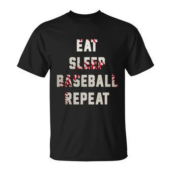 Eat Sleep Baseball Repeat Baseball Player Fan T-shirt - Thegiftio UK