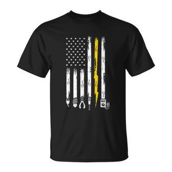 Electrician American Flag Usa Unisex T-Shirt - Monsterry