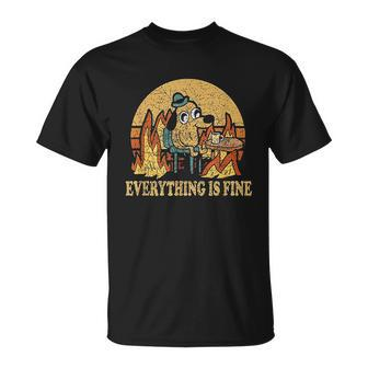 Everything Is Fine Dog Drinking Coffee Burning Meme Men Women T-shirt Graphic Print Casual Unisex Tee - Thegiftio UK