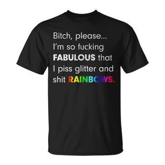 Fabulous Glitter And Rainbows Funny Gay Pride Tshirt Unisex T-Shirt - Monsterry