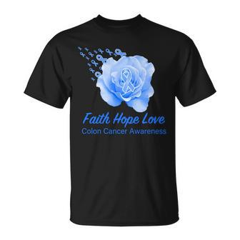 Faith Hope Love Colon Cancer Awareness Unisex T-Shirt - Monsterry