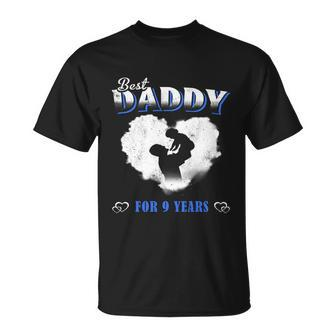 Father Baby Best Dad Daddy For 9 Years Happy Fathers Day T-Shirt - Thegiftio UK