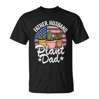 Father Husband Plant Dad American Flag Gardener Plant Daddy T-shirt - Thegiftio UK