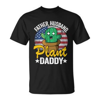 Father Husband Plant Daddy American Flag Gardener Plant Dad T-shirt - Thegiftio UK