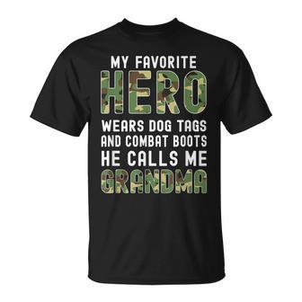 My Favorite Hero Wears Combat Boots-Proud Army Grandma Army T-shirt - Thegiftio UK