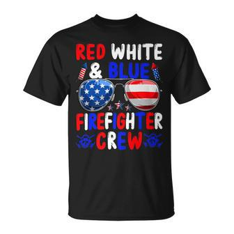 Firefighter Funny Red White And Blue Firefighter Squad American Flag V2 Unisex T-Shirt - Seseable