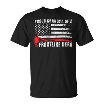 Firefighter Proud Firefighter Grandpa Of A Hero Fireman Grandpa Unisex T-Shirt - Seseable