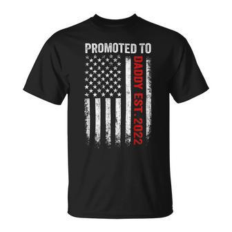 Firefighter Red Line Promoted To Daddy 2022 Firefighter Dad On Back Unisex T-Shirt - Seseable