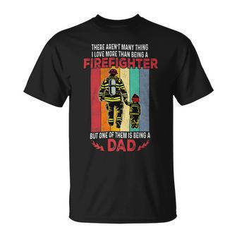 Firefighter Retro Vintage Father And Son Firefighter Dad Fathers Day V3 Unisex T-Shirt - Seseable