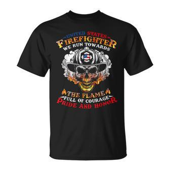 Firefighter United States Firefighter We Run Towards The Flames Firemen_ V3 Unisex T-Shirt - Seseable