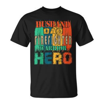 Firefighter Vintage Retro Husband Dad Firefighter Hero Matching Family V2 Unisex T-Shirt - Seseable