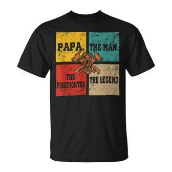 Firefighter Vintage Retro Papa Funny Man The Firefighter The Legend Unisex T-Shirt - Seseable