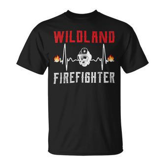 Firefighter Wildland Firefighter Fire Rescue Department Heartbeat Line Unisex T-Shirt - Seseable