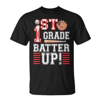 First Grade Back To School 1St Grade Batter Up Baseball T-shirt - Thegiftio UK