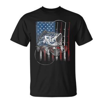 Fishing American Flag Vintage Usa Bass Fisherman Tshirt Unisex T-Shirt - Monsterry DE