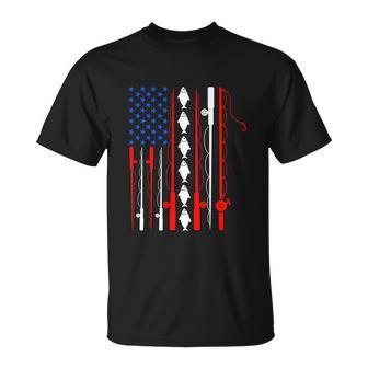 Fishing Lover Usa American Flag Fishing Rod Unisex T-Shirt - Monsterry AU