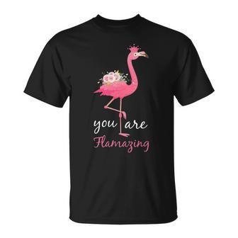 You Are Flamazing Flamingo Flower Apparel T-shirt - Thegiftio UK