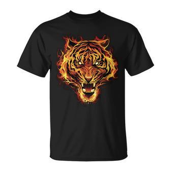 Flaming Tiger Fire T-Shirt T-Shirt - Thegiftio UK