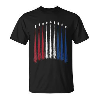 Fourth Of July Fighter Jets Red White Blue 4Th American Flag Unisex T-Shirt - Monsterry CA