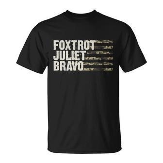 Foxtrot Juliet Bravo Camo Military Flag Tshirt Unisex T-Shirt - Monsterry