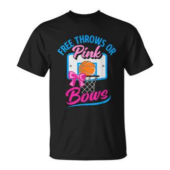 Free Throws Or Pink Bows Boy Or Girl Gender Reveal Party T-Shirt - Thegiftio UK
